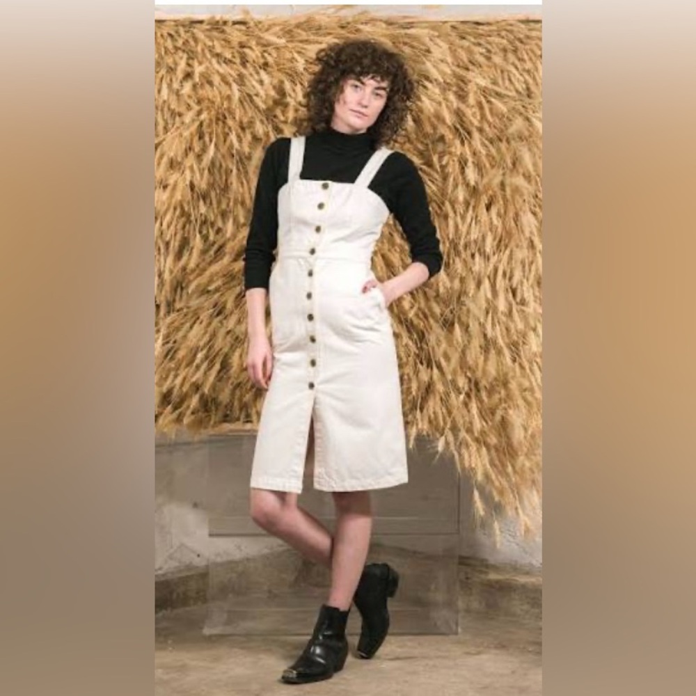 Rachel Antonoff Barbie Apron Denim Dress Ivory